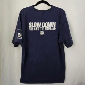 VTG Maui Built T-Shirt Mens L Navy Slow Down This Aint The Mainland Thrashed